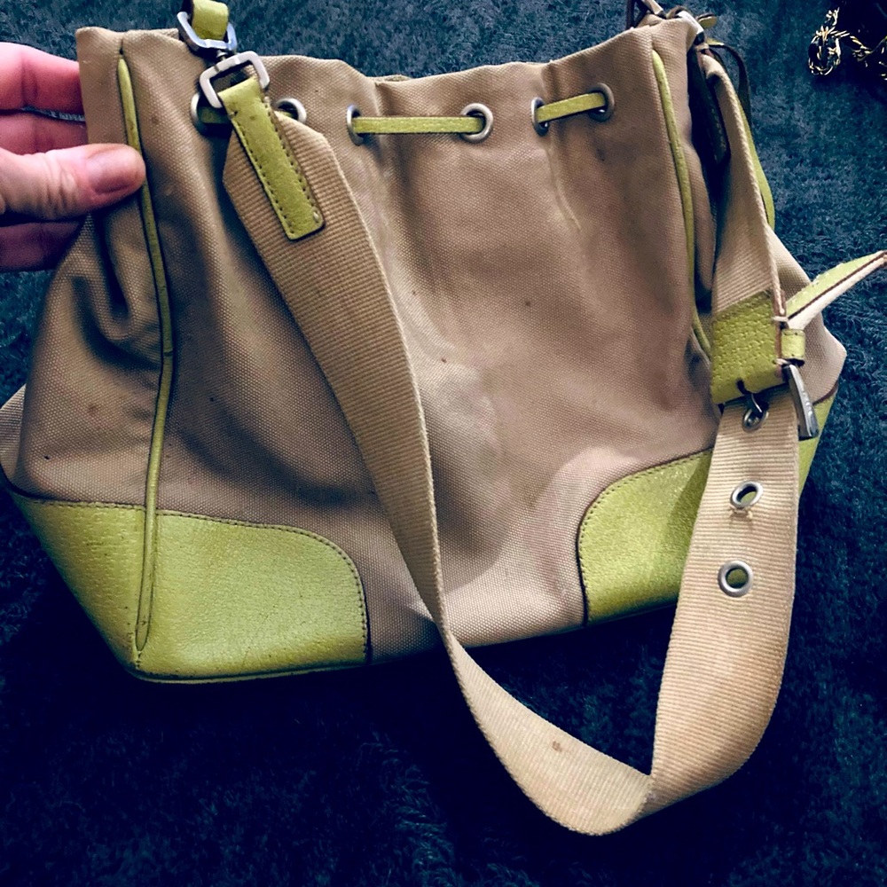 Vintage Prada Line Green Bucket Bag